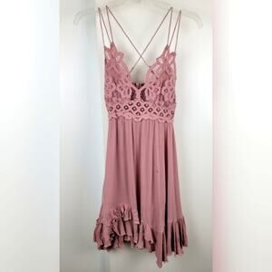 Free People Adella Slip Mini Dress in Rose Size XS